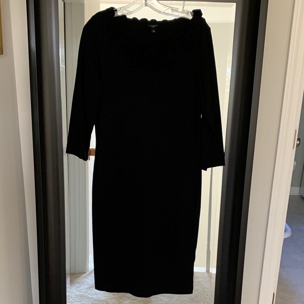 Talbots Elegant Black Long Sleeve Dress